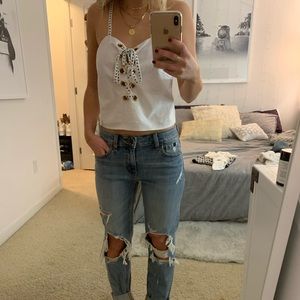 Sabo Skirt white lace up Top. Small. Never Worn!